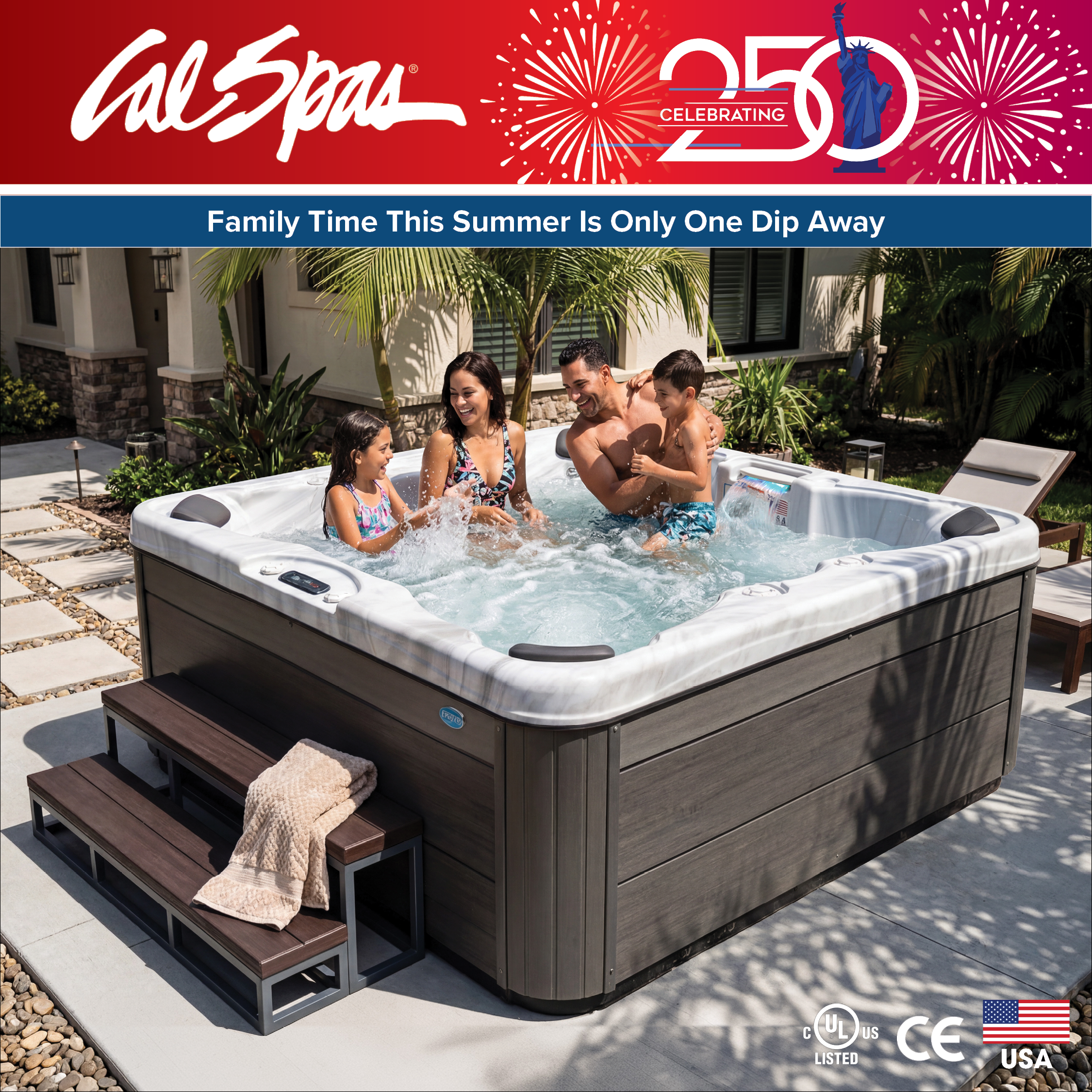 Calspas hot tub being used in a family setting - Rockville